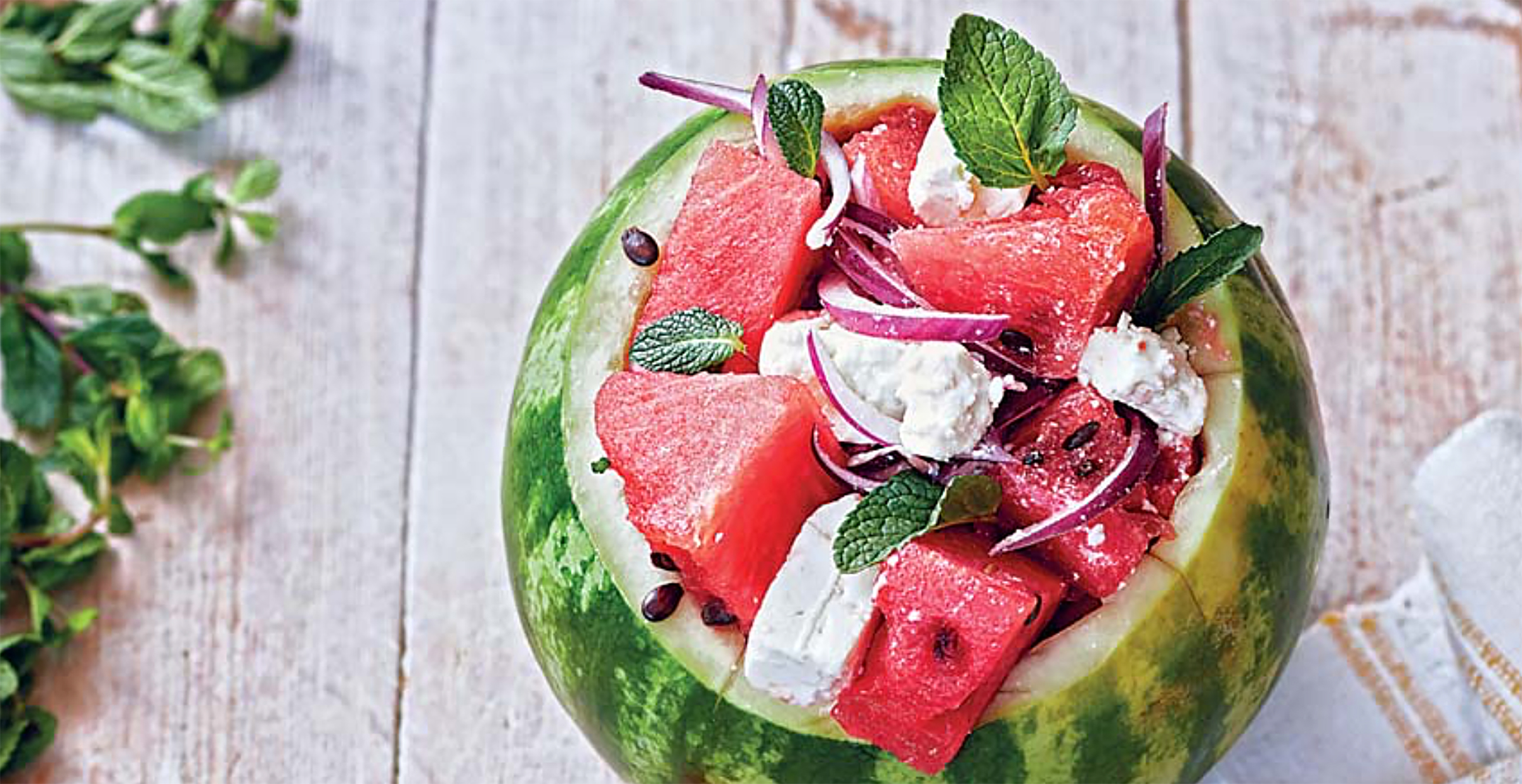 Flavors: Watermelon, Feta and Red Onion Salad with Mint