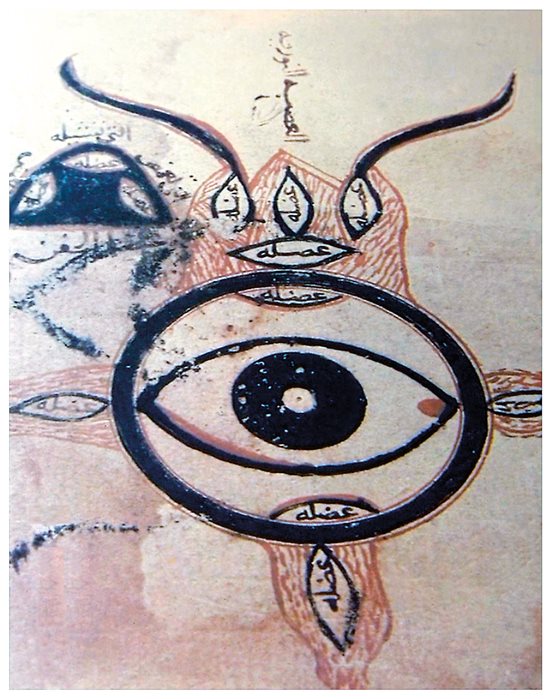 Probably drawn in the 12th century, this diagram of the optics of the eye was based on Abu ‘Ali al-Hasan ibn al-Haytham’s early-11th-century kitab al-manazir (Book of Optics).