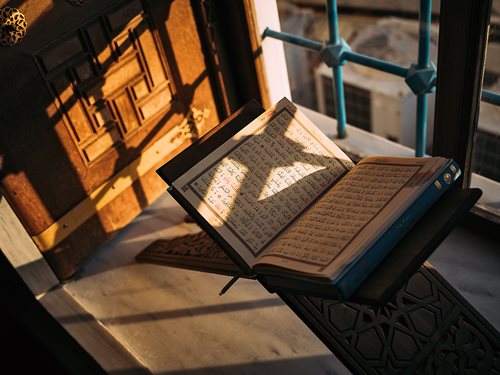 A Qur’an lays open near a window inside Tokyo Camii.