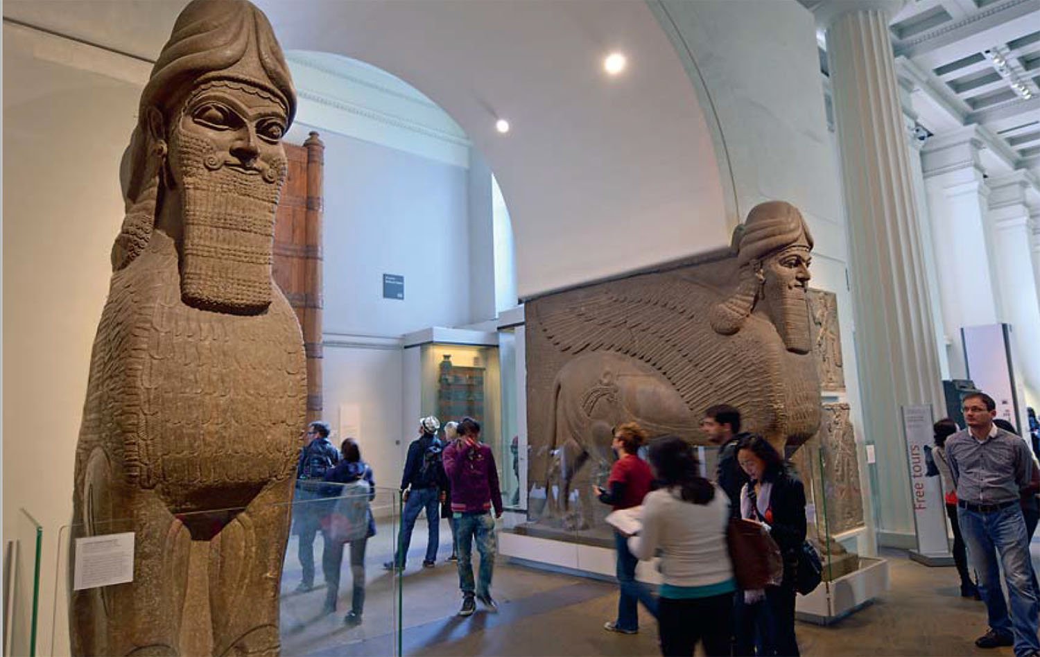 <p>Now flanking the entrance to galleries in the British Museum much as they flanked a portal of a temple built by Ashurnasirpal <small>II</small>, the human-headed lion figures arrived in London in 1851 together with hundreds of other artifacts.</p>
