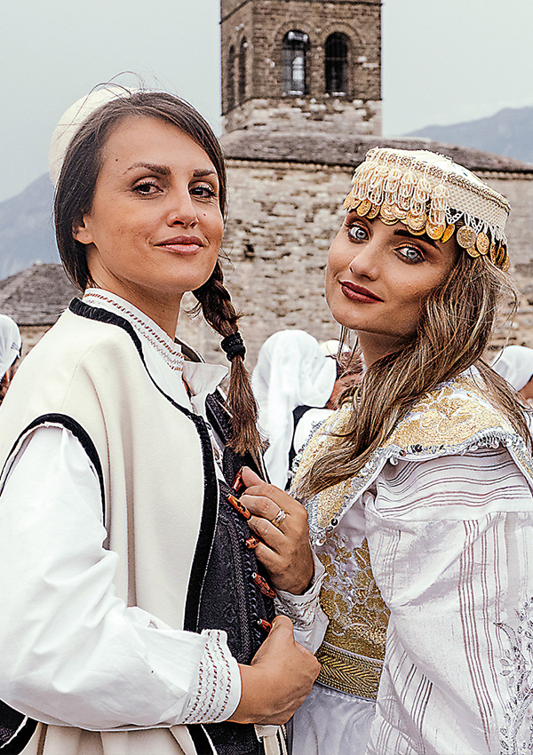 young women, both singers and dancers from the Albanian minority in Montenegro, take part in the tradition pastime